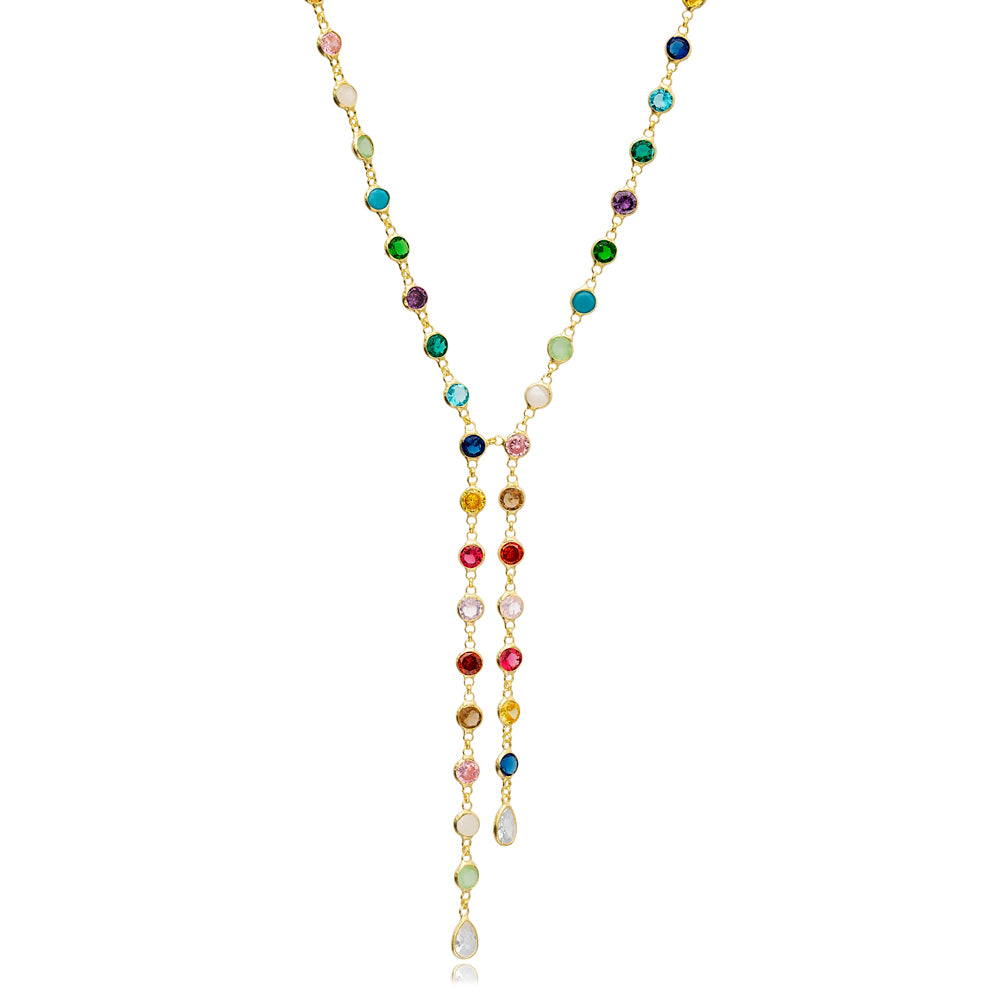 Rainbow Mix Stone Necklace Design