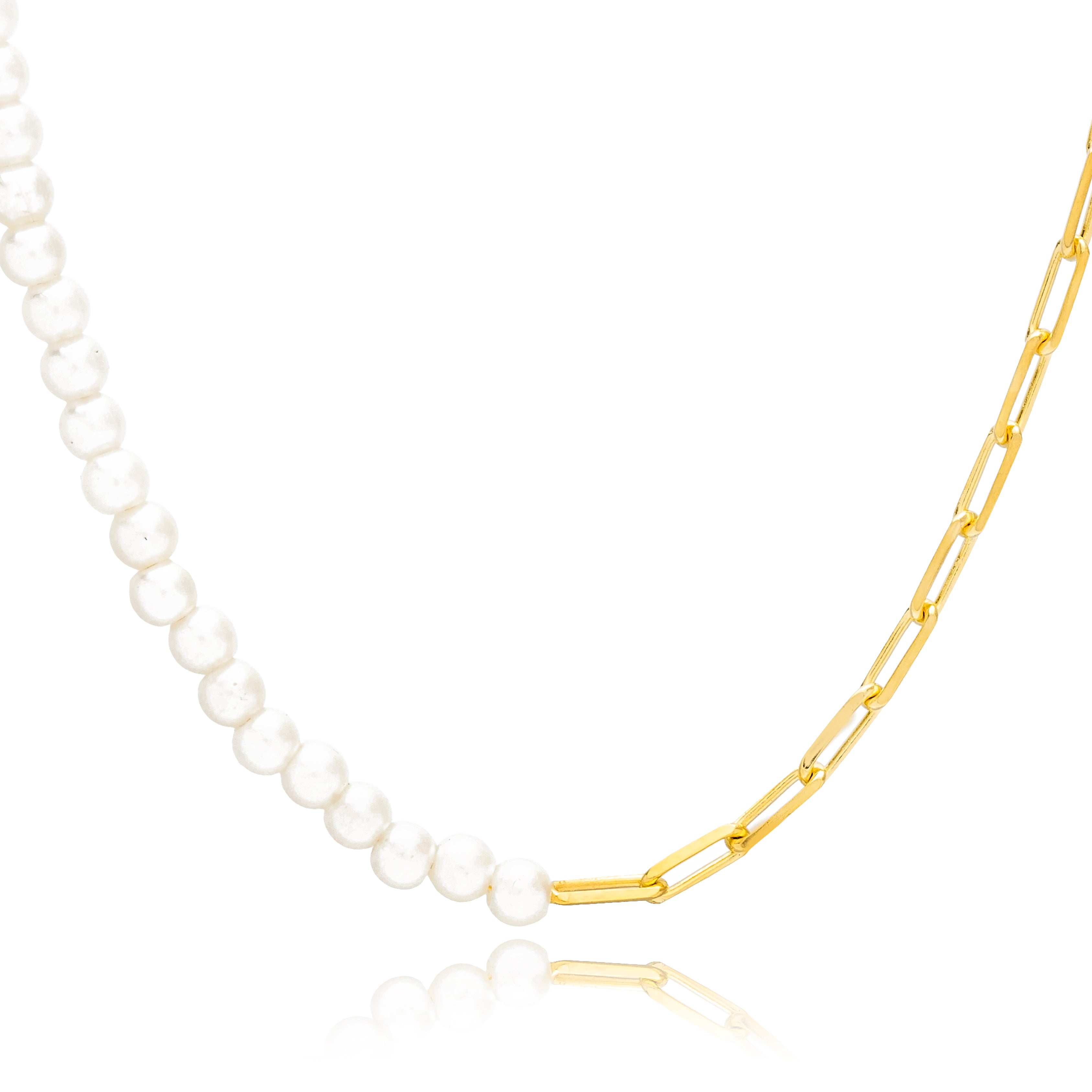 Half Chain and Half Pearls Necklace – Lamar Jewelry