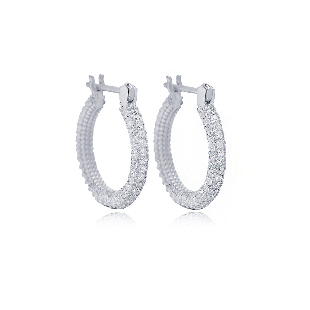 Elegant Zircon Stones Hoop Earrings 18 mm – Lamar Jewelry